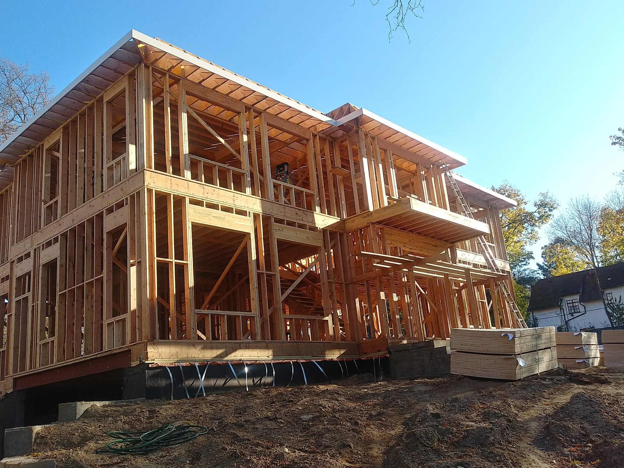 Timber framing during construction, from the Anastos Contractors project gallery